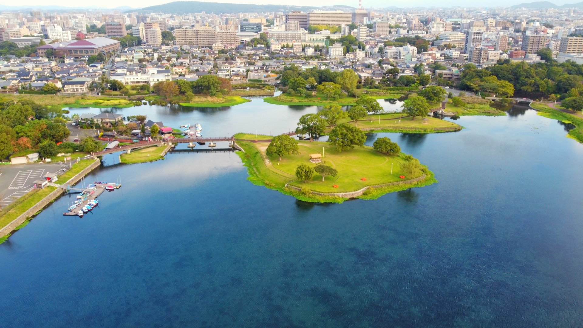 江津湖の空撮写真